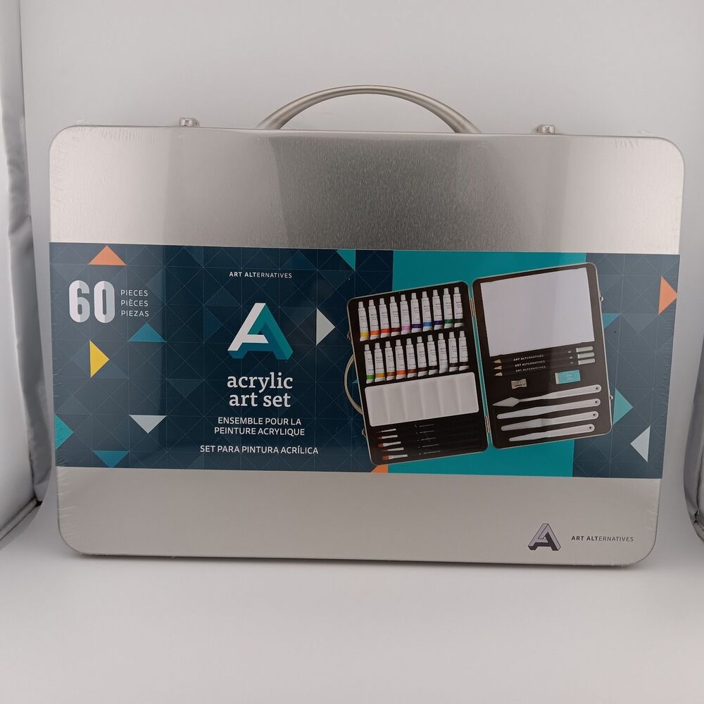 Art Alternatives - 60pc Acrylic Painting Art Set - Paint / Brushes / Pencils